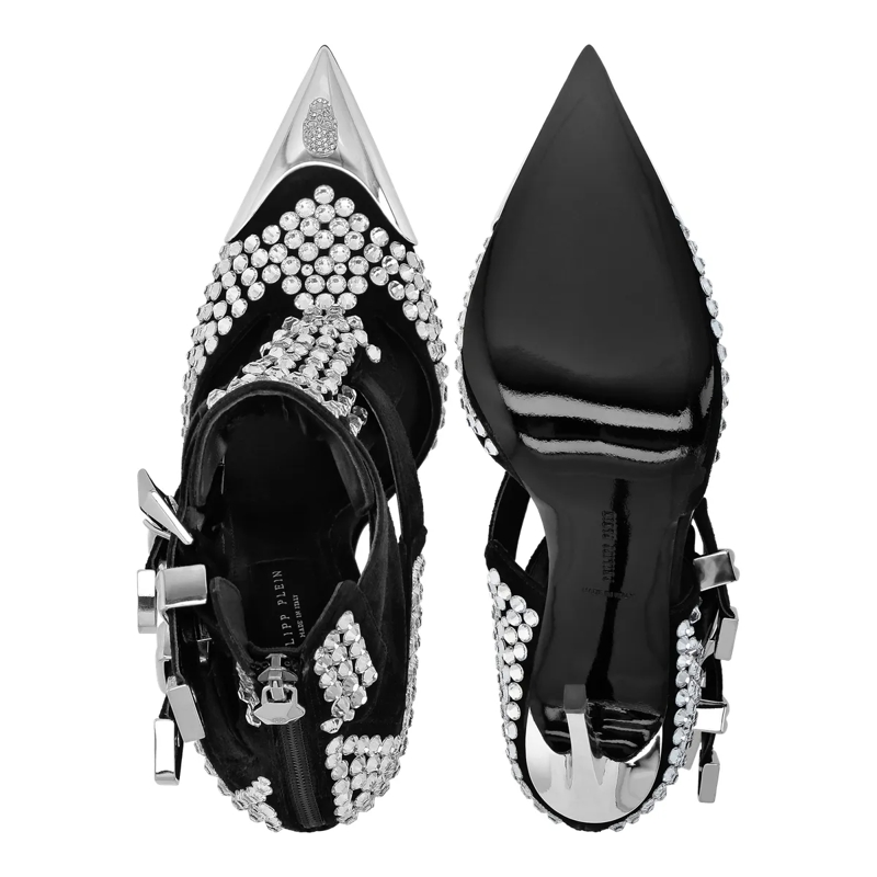 Philipp Plein Riemchensandalen Sandaletten Skull Mit Schmucksteinen silber(Image 3)
