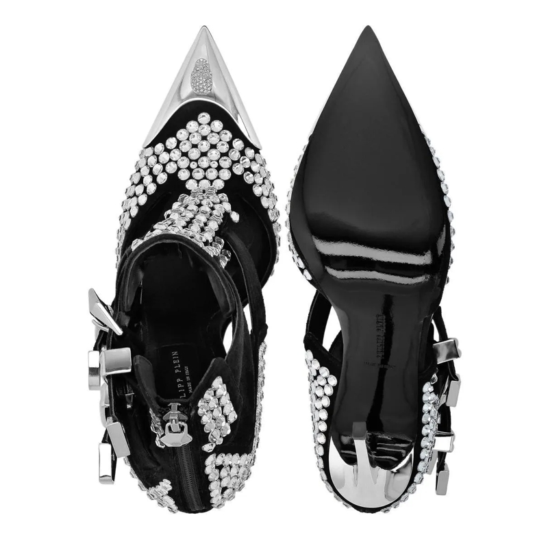 Philipp Plein Riemchensandalen Sandaletten Skull Mit Schmucksteinen silber(Image 2)