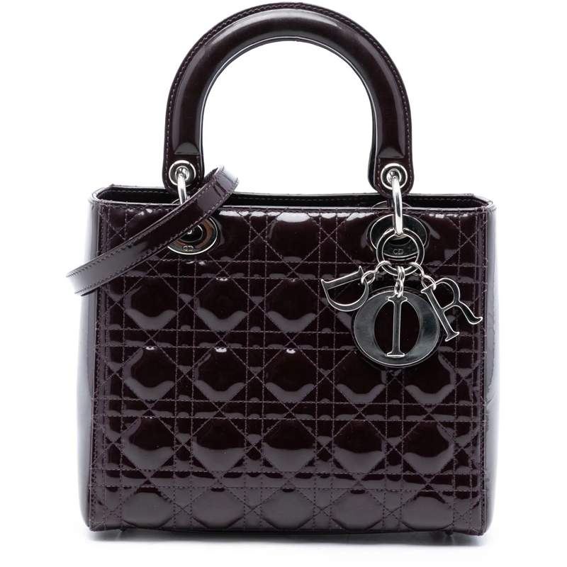 Christian Dior Schultertasche Medium Patent Cannage Lady Dior lila