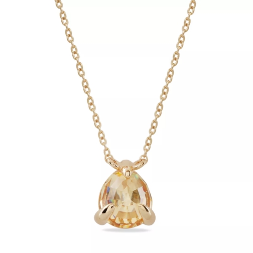 Little Luxuries by VILMAS Amoretti Necklace Crystal Drop Yellow Gold Plated Short Necklace