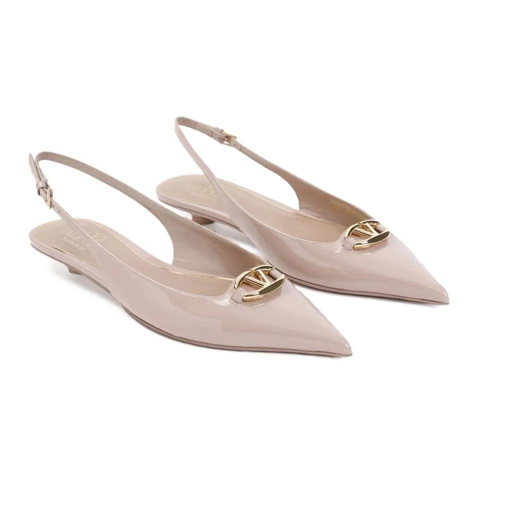 VALENTINO Loafers & Ballerinas - Vlogo The Bold Edition Pink Calf Leather Ballerina - Gr. 39 (EU) - in Rosa - für Damen