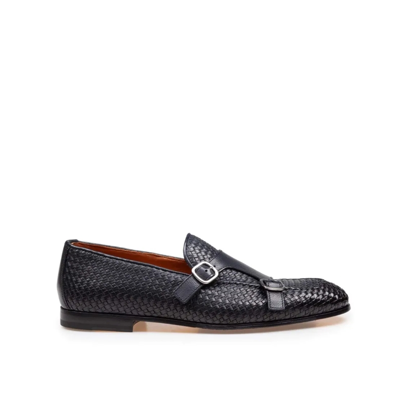 Doucal's Loafer Woven Leather Double Adler Moccasin With Double Bu Black