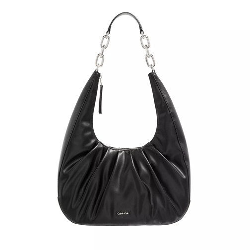 Calvin Klein Soft Cres Shoulder Bag Medium Ck Black Sac hobo