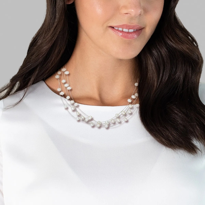 Valero Pearls Mittellange Halskette Sterling Silber Perlen-Kette Süßwasser-Zuchtperle weiss(Image 2)