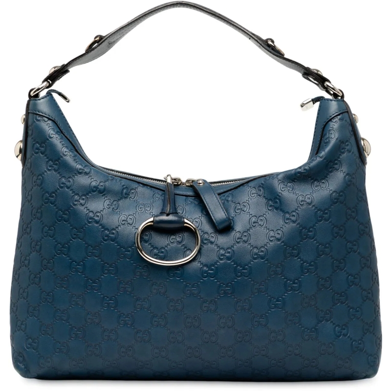 Gucci Schultertasche Medium Guccissima Icon Bit Satchel blau