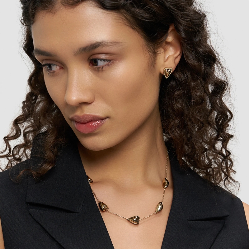 Liebeskind Berlin Mittellange Halskette Edelstahl Metal Heart gold(Image 6)