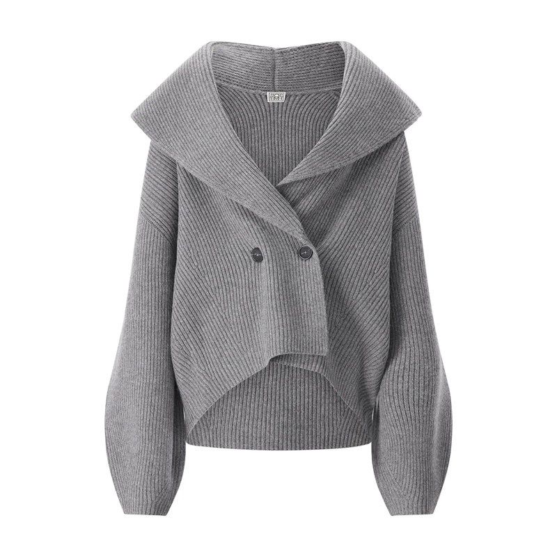 TOTEME Strickjacke Strickjacke aus Wollmix grau