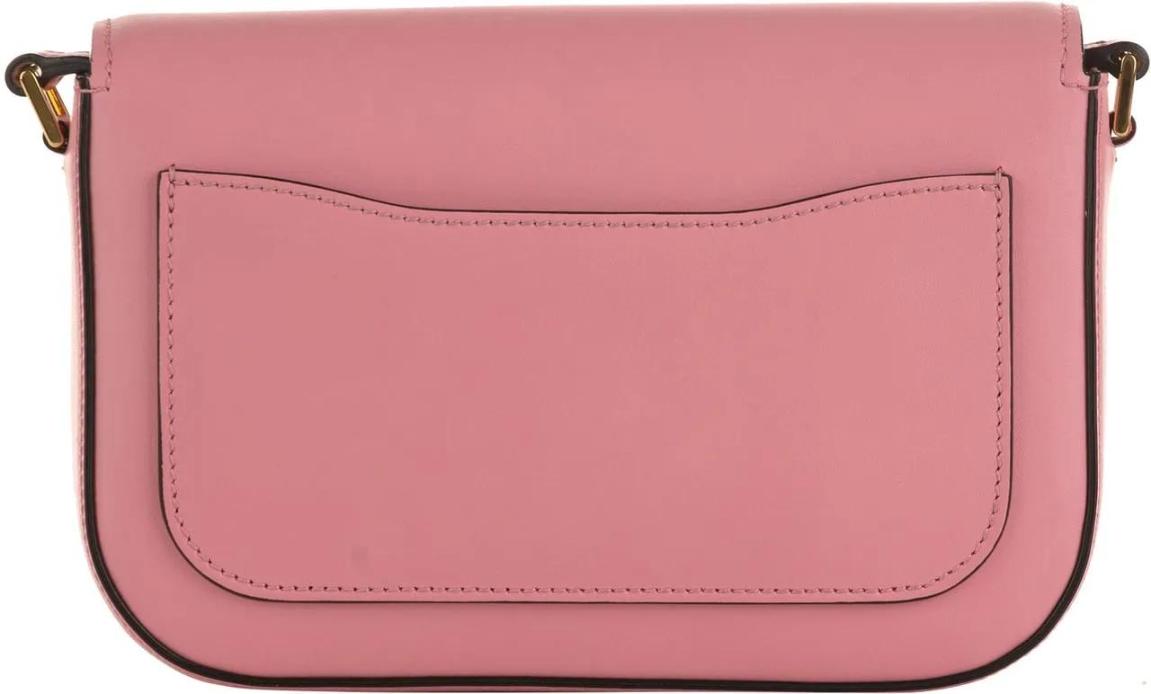 Prada Shoppers Glace Calf Etiquette Crossbody in poeder roze