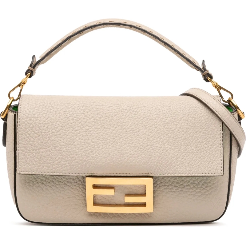 Fendi Schultertasche Mini Leather Baguette Satchel braun
