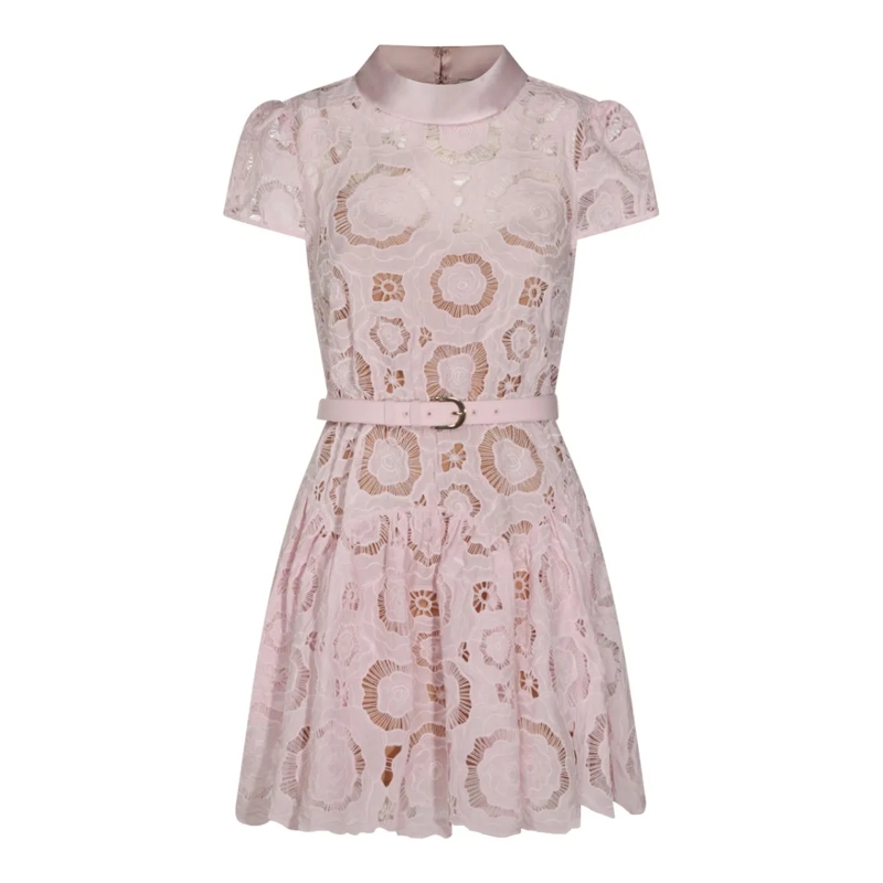 Self Portrait Minikleid Pink Sheer Shirt Dress Pink