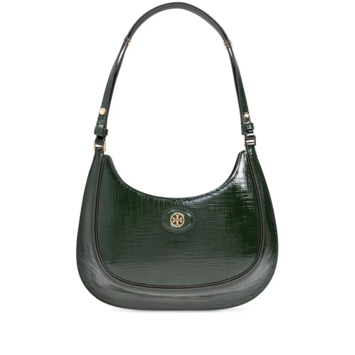 Tory Burch Schoudertas Robinson Crosshatched Bag Green