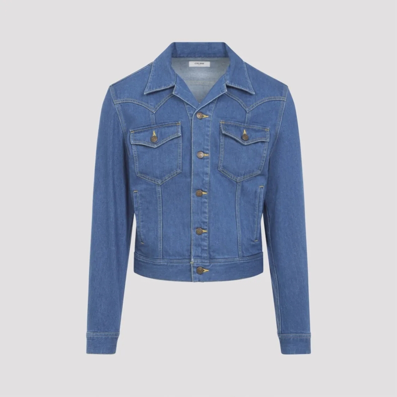 Celine Spijkerjasje Pointed Collar Denim Trucker Jacket Blue