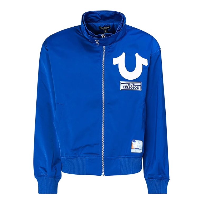 True Religion Bomberjacke Bomberjacke REPEAT- Lässiger Schnitt- Satin-Mat blau