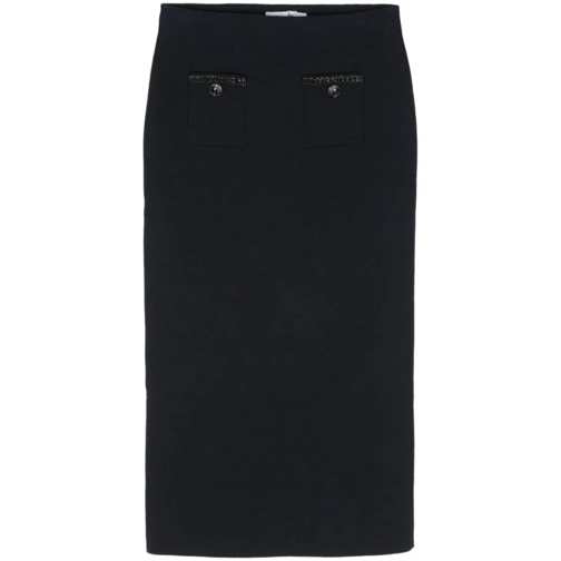 Self Portrait Embellished Straight Midi Skirt Black Midi-Röcke