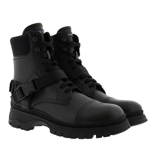 Prada Tronchetti Ankle Boot Logo Black Enkellaars