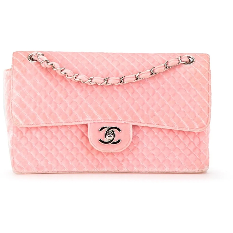 Chanel Sac à bandoulière Medium Micro Quilted Velvet CC Flap rose