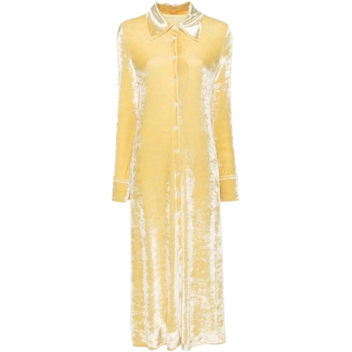 Jil Sander Midi-Kleider Dress Washed Velvet Jersey Royal Yellow gelb