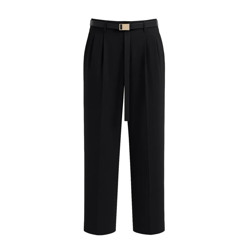 Max Mara  Wide-Leg Trousers With Tailored Belt And Pleats Black