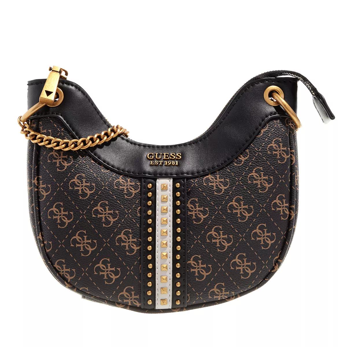 Guess Kasinta Mini Hobo Brown Logo Multi Borsetta a tracolla