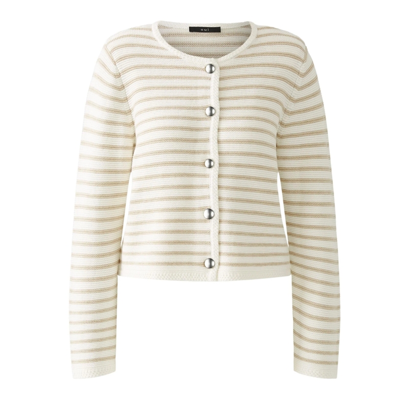 Oui Strickjacke Strickjacke beige