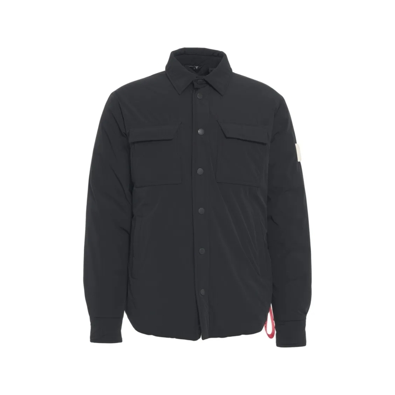 After Label  Quilted Lightweight Overshirt With Classic Collar  Black