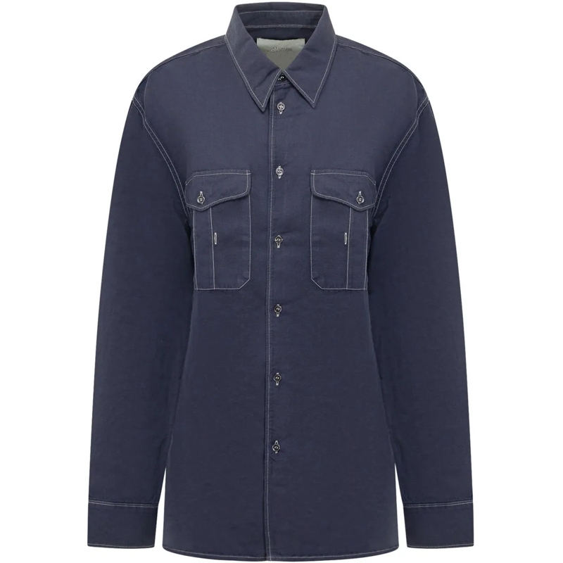 Studio Nicholson Legeres Oberteil Camicia Utility dunkelblau