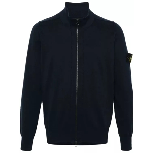 Stone Island Compass-Badge Zip-Up Sweatshirt Blue 