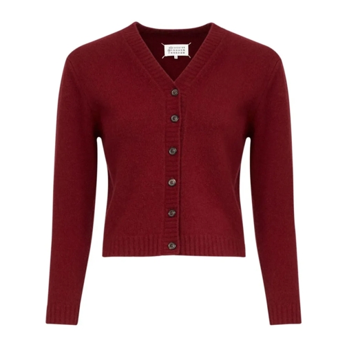 Maison Margiela Wool Cardigan Burgundy Strickjacke