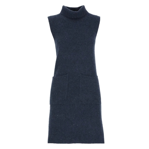 Fabiana Filippi Virgin Wool, Silk, Cashmere And Alpaca Dress Black Mini Jurken