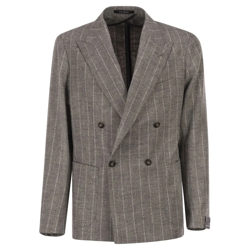 Tagliatore Blazer Double-Breasted Jacket In Alpaca And Linen Grey