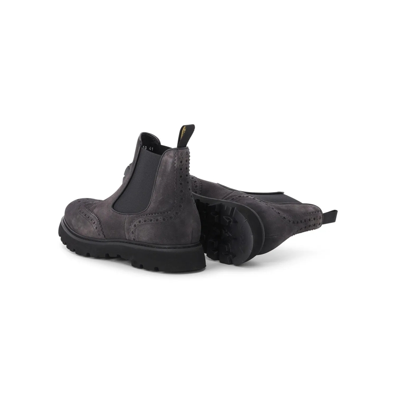 Doucal's Veterschoenen Wingtip-Boots aus Veloursleder grau(Image 2)