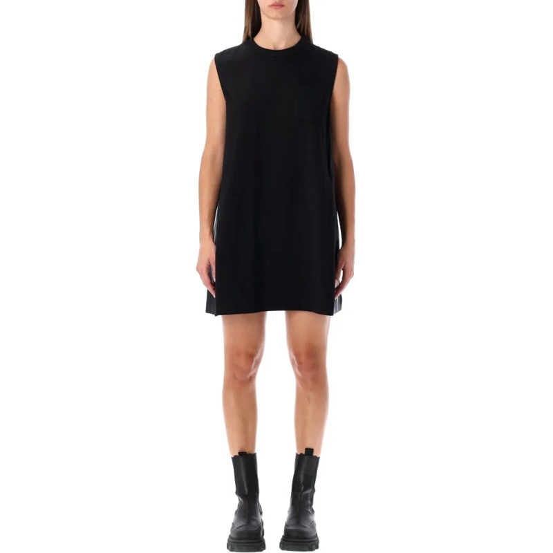 Sacai Minikleid Short Dress With Contrasting Pleated Back Black