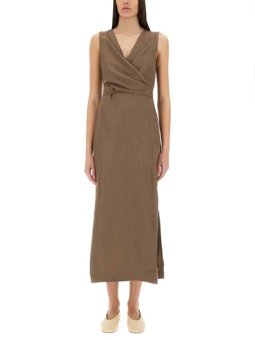 Thumbnail - Brunello Cucinelli - "Wrap-Effect" Dress - Größe M - braun