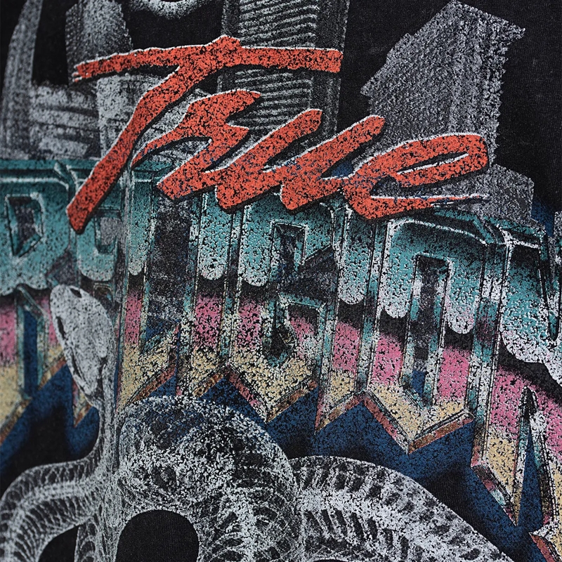 True Religion T-Shirt T-Shirt SNAKE- Gerader Schnitt- Überschnittende schwarz(Image 5)