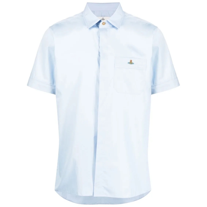 Vivienne Westwood Overhemd Light Blue Cotton Shirt White