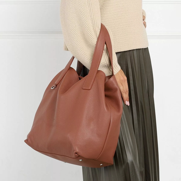 Coccinelle Mila Handbag Grainy Leather Cinnamon Shopping Bag