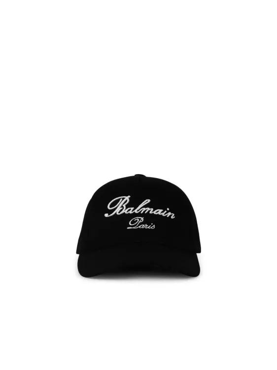 Balmain Mützen - Signature Black Cotton Cap - Gr. ONE SIZE - in Schwarz - für Damen