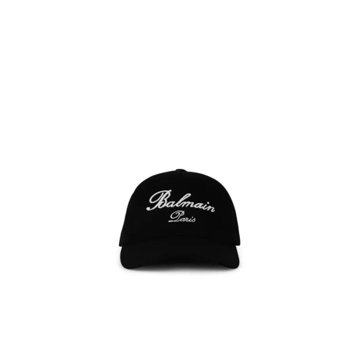 Balmain  Signature Black Cotton Cap Black