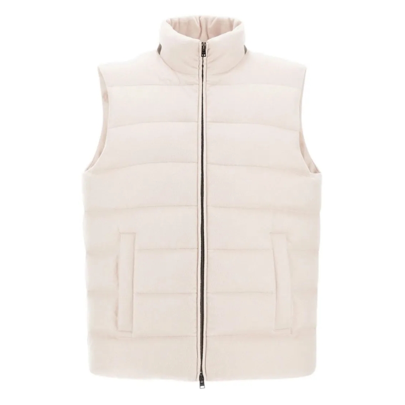 Herno Daunenjacke Chantilly Silk And Cashmere Blend Padded Vest Neutrals