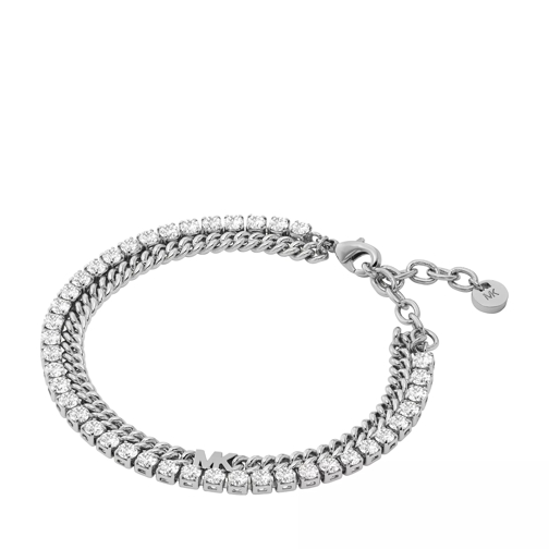 Michael Kors Platinum-Plated Mixed Tennis Double Layer Bracelet Silver Braccialetti