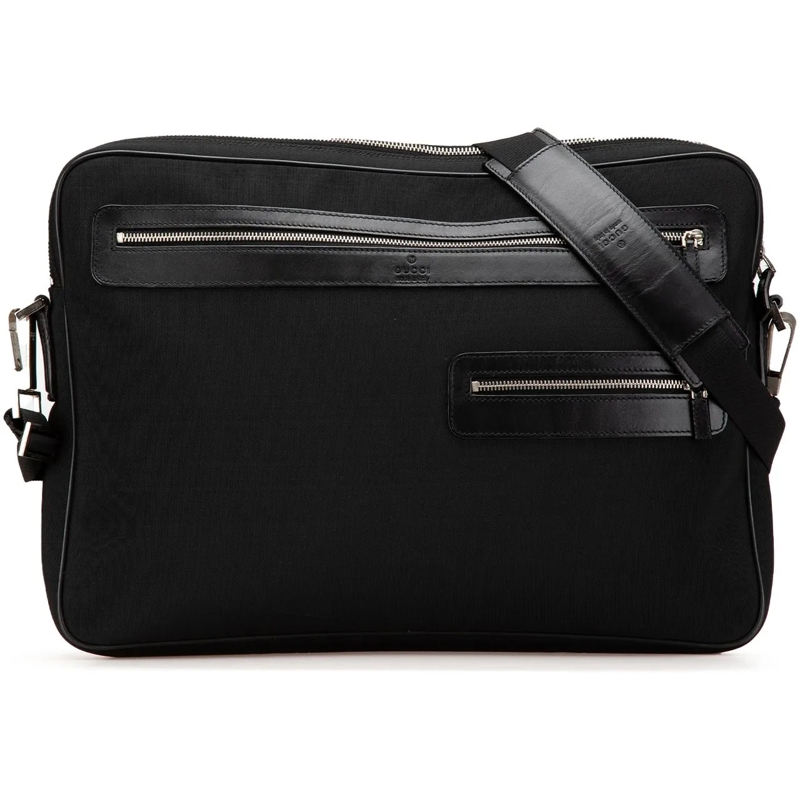 Gucci Fourre-tout Leather Trimmed Nylon Laptop Bag schwarz