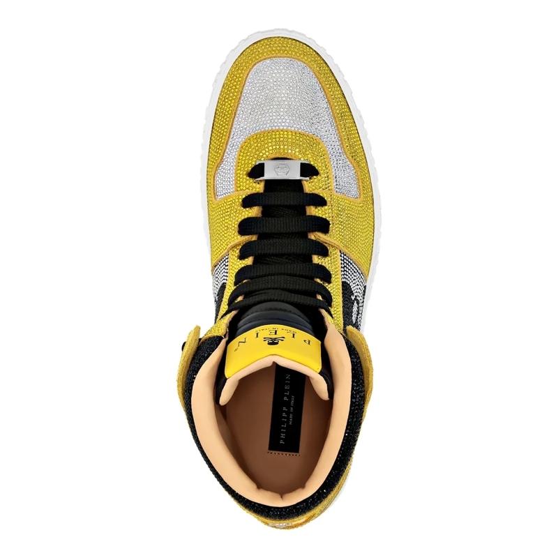 Philipp Plein Low-Top-Sneaker Hochwertige Turnschuhe Notorious Mit Schmucksteine gelb(Image 3)