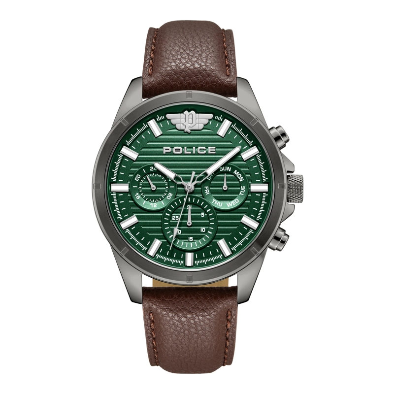 Police Automatikuhr Quarzuhr Malawi dunkel-braun
