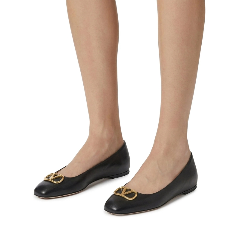 Valentino Garavani Schnürschuhe Ballerinas aus Leder schwarz(Image 2)