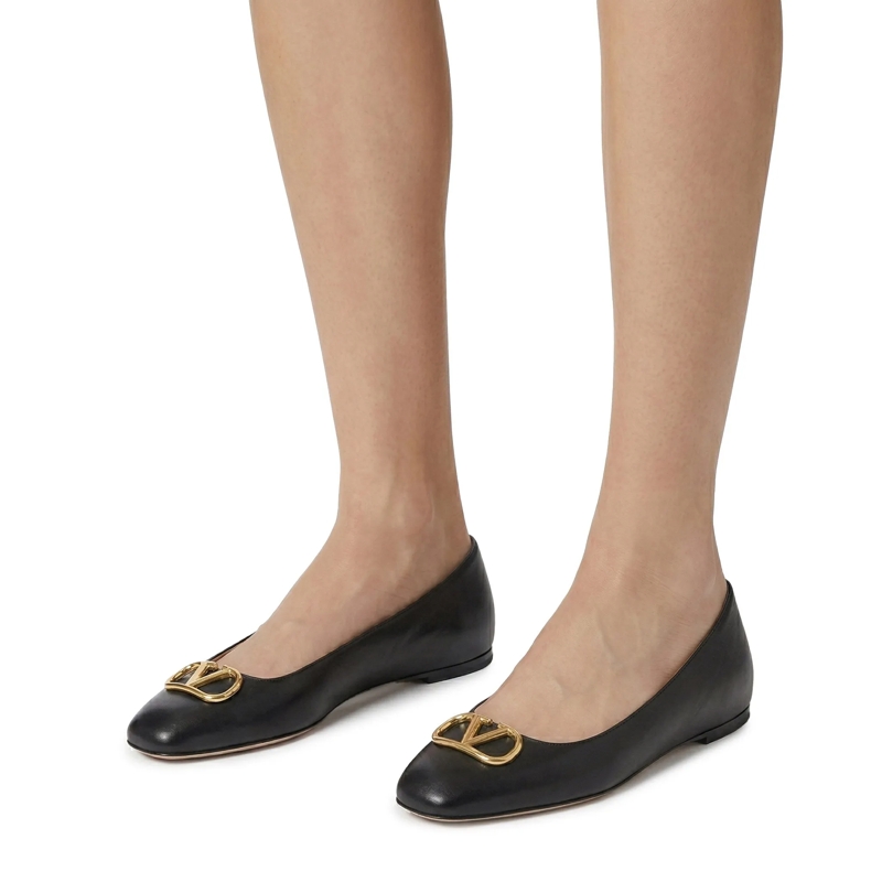 Valentino Garavani Schnürschuhe Ballerinas aus Leder schwarz(Image 2)