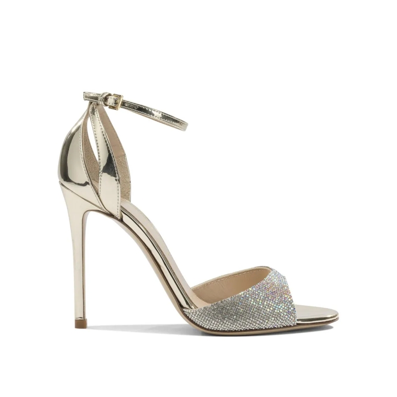 Ninalilou Sandalen Gleaming Metallic Heeled Pumps With Rhinestone Str Neutrals