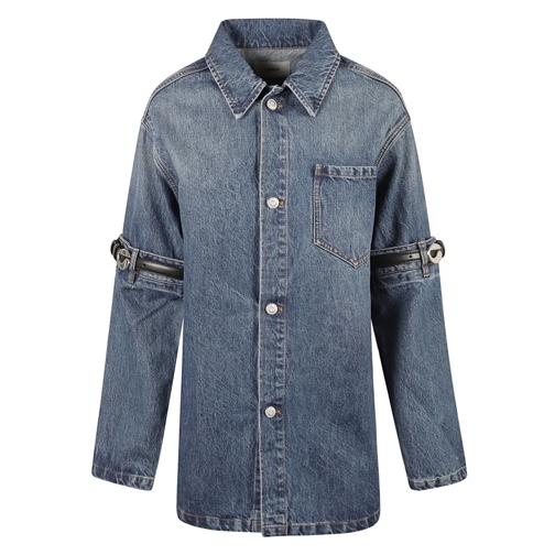 Coperni Blue Denim Shirt With Belted Sleeves Blue Camicie