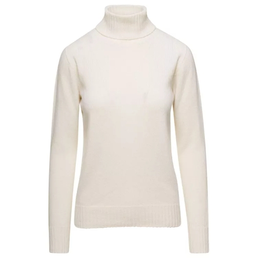 Grifoni White Turtleneck Sweater With Ribbed Trim In Cashm Neutrals 