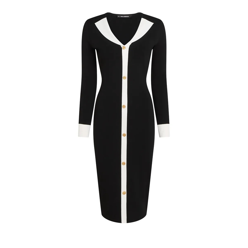 Karl Lagerfeld Kleid KARL DNA Strickkleid Kleid schwarz