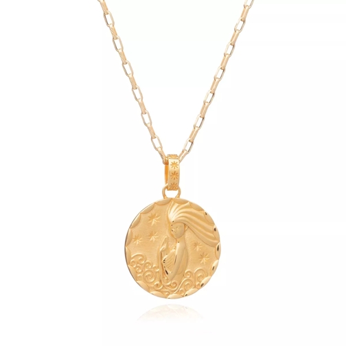 Rachel Jackson London Statement Aquarius Zodiac Art Coin Long Necklace  Yellow Gold Medium Halsketting